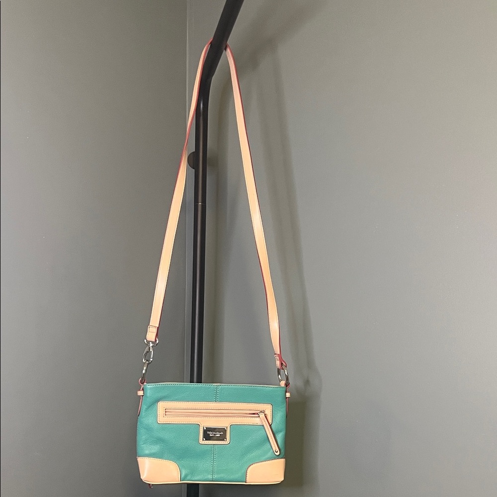 Tignanello Green and Tan Crossbody Bag